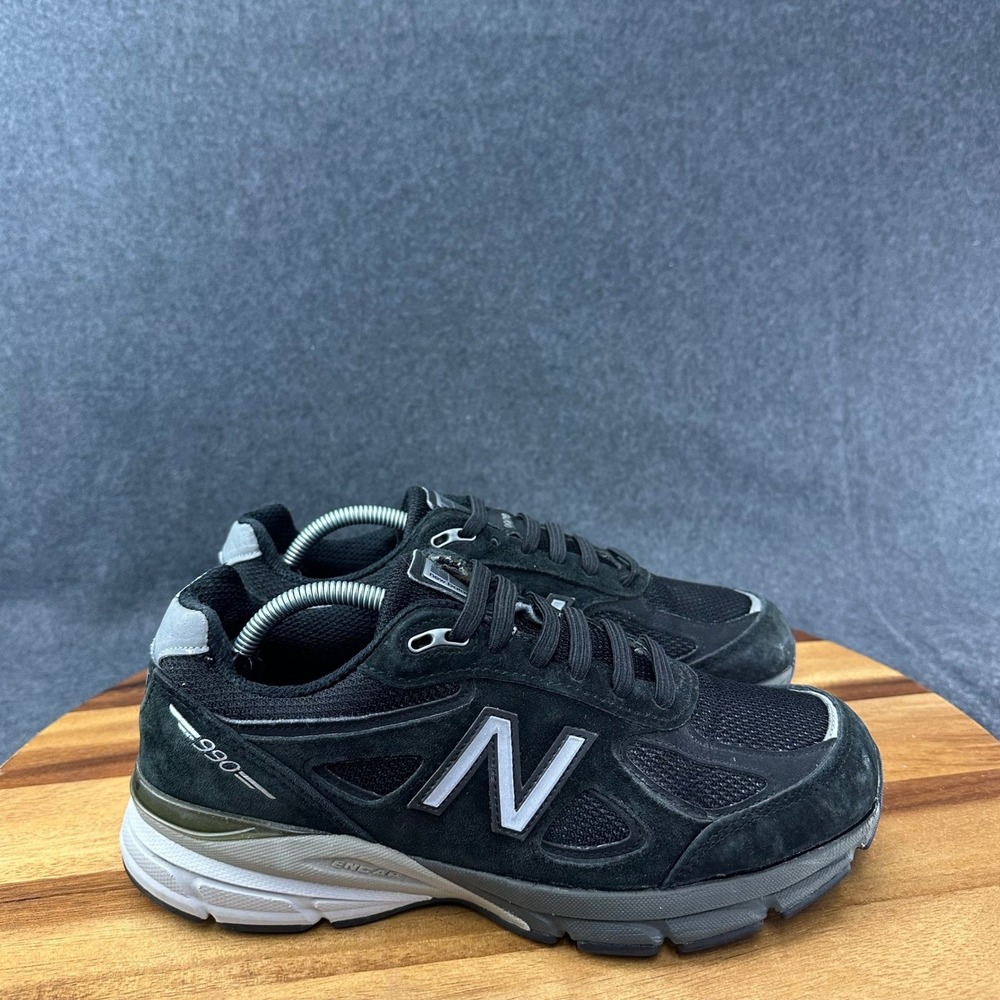 New Balance 990v4 Made in USA Black Silver Running Shoes W990BK4 Womens Size 8